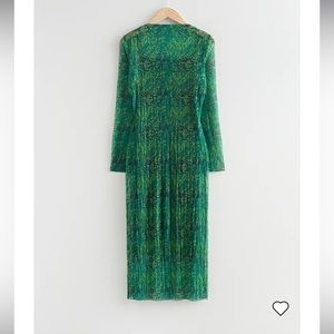 & Other Stories - Midi mock neck mesh dress and slip. Green. sz L